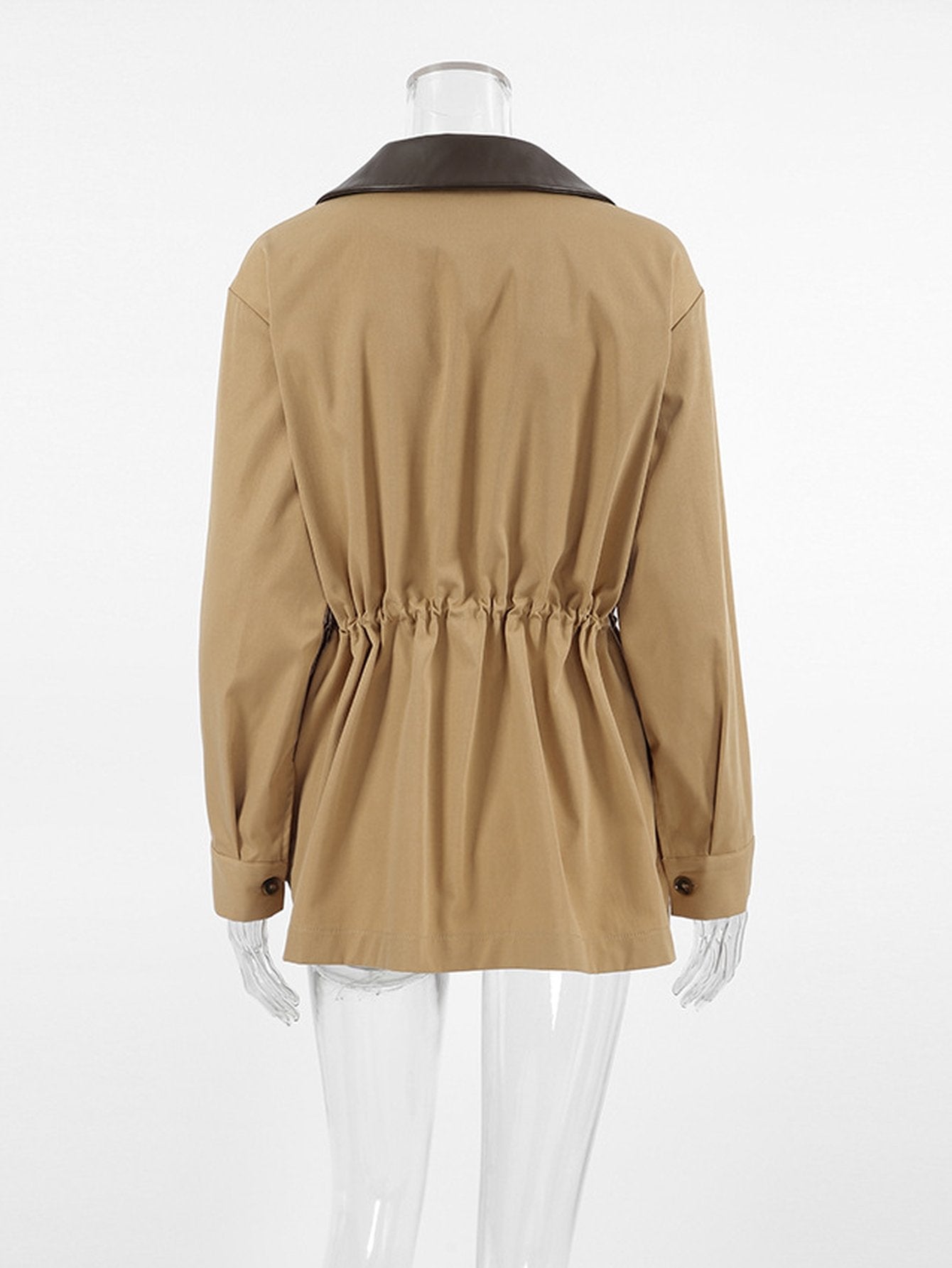 Oversized Contrast Collar Utility Trench Coat