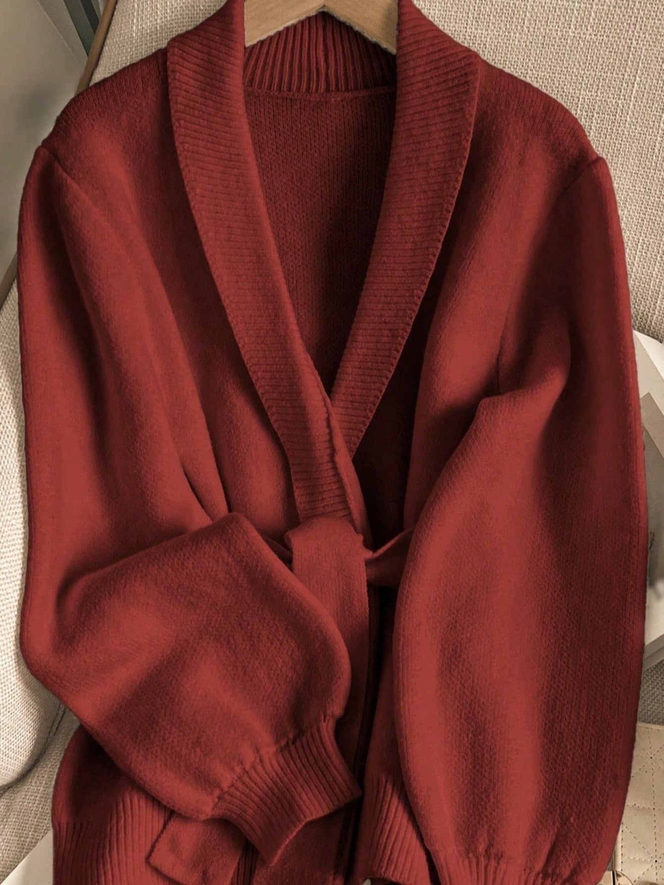 Cozy Belted Shawl Collar Cardigan