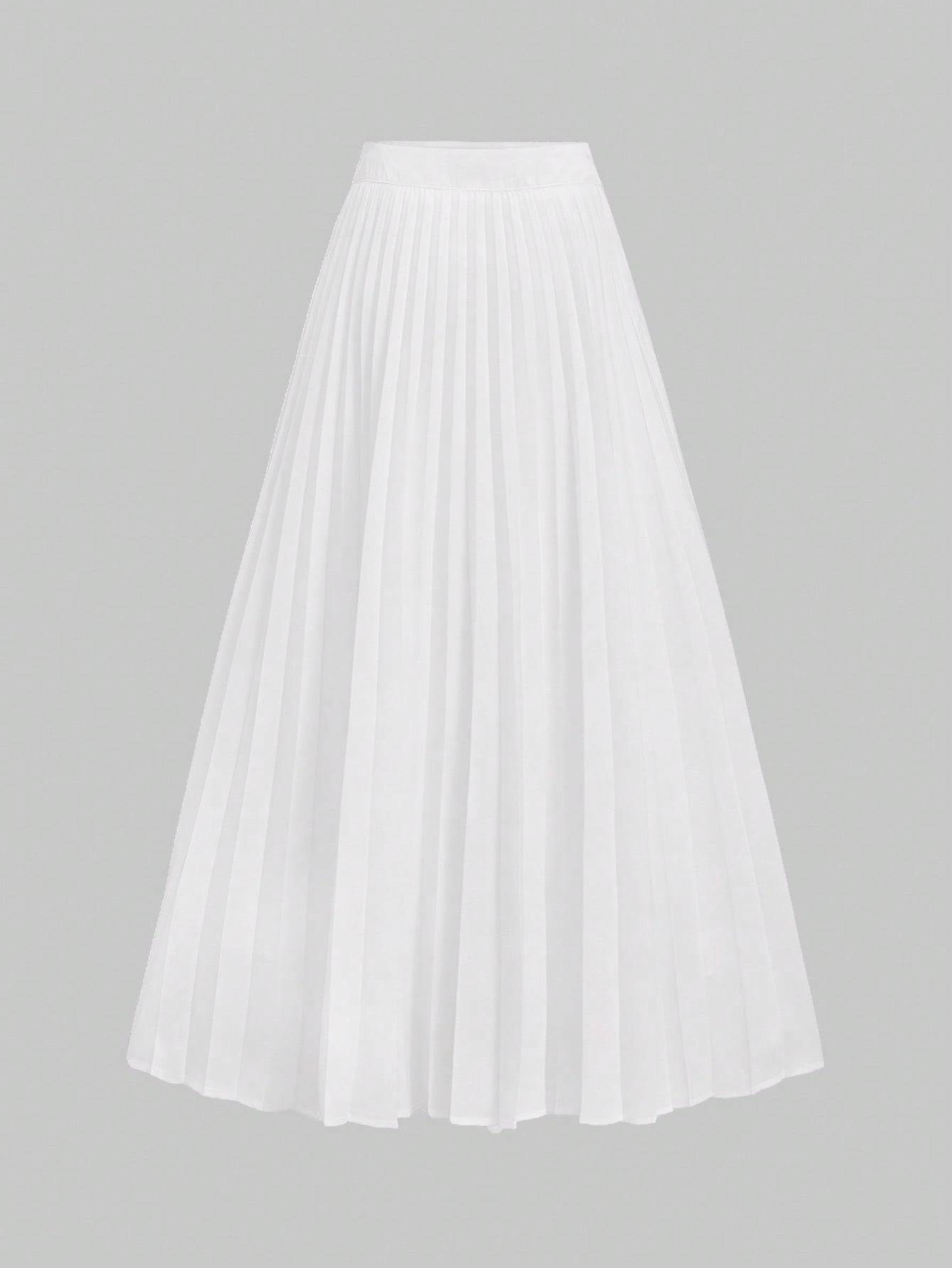 Pleated Wedding-Guest Midi Skirt-White