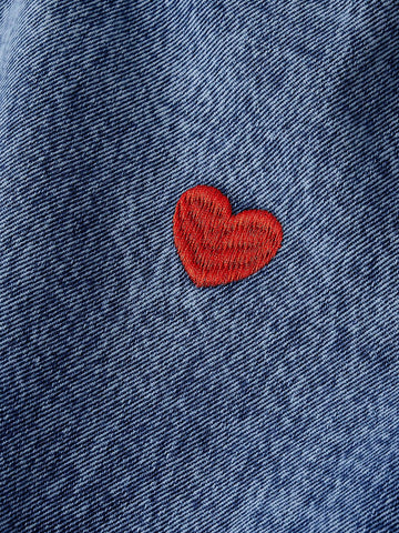 Embroidered Heart Wide Leg Jeans