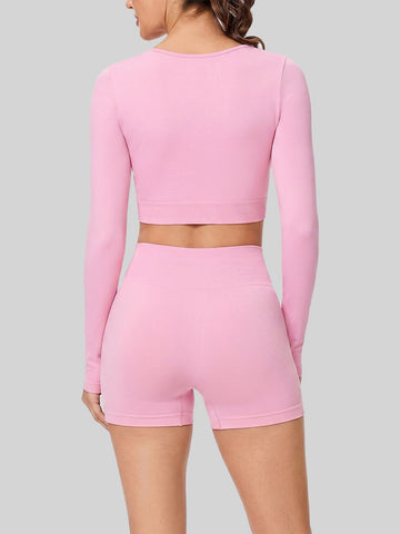 Seamless Square Neck Yoga Shorts Set
