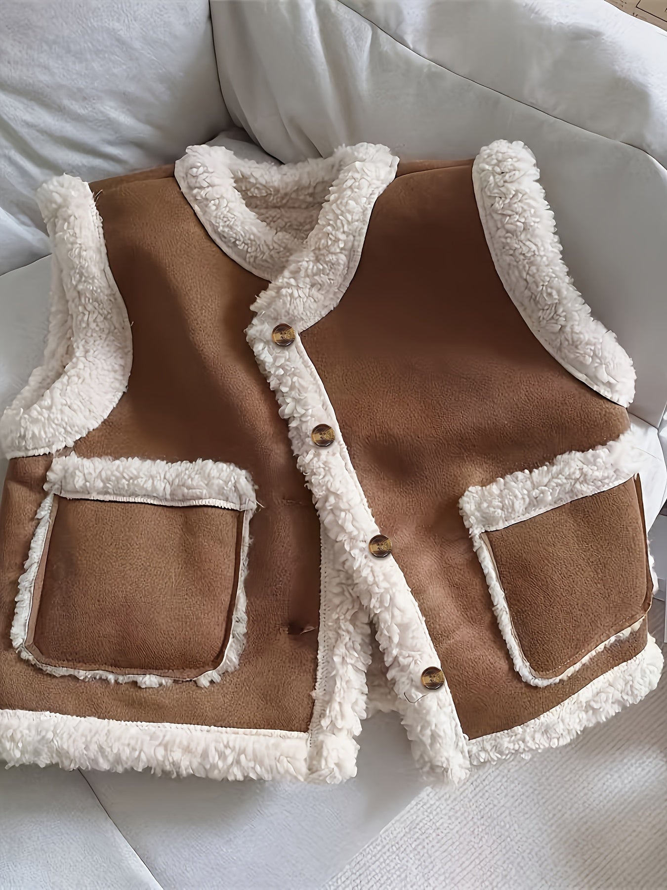 Cozy Faux Suede Sherpa Vest