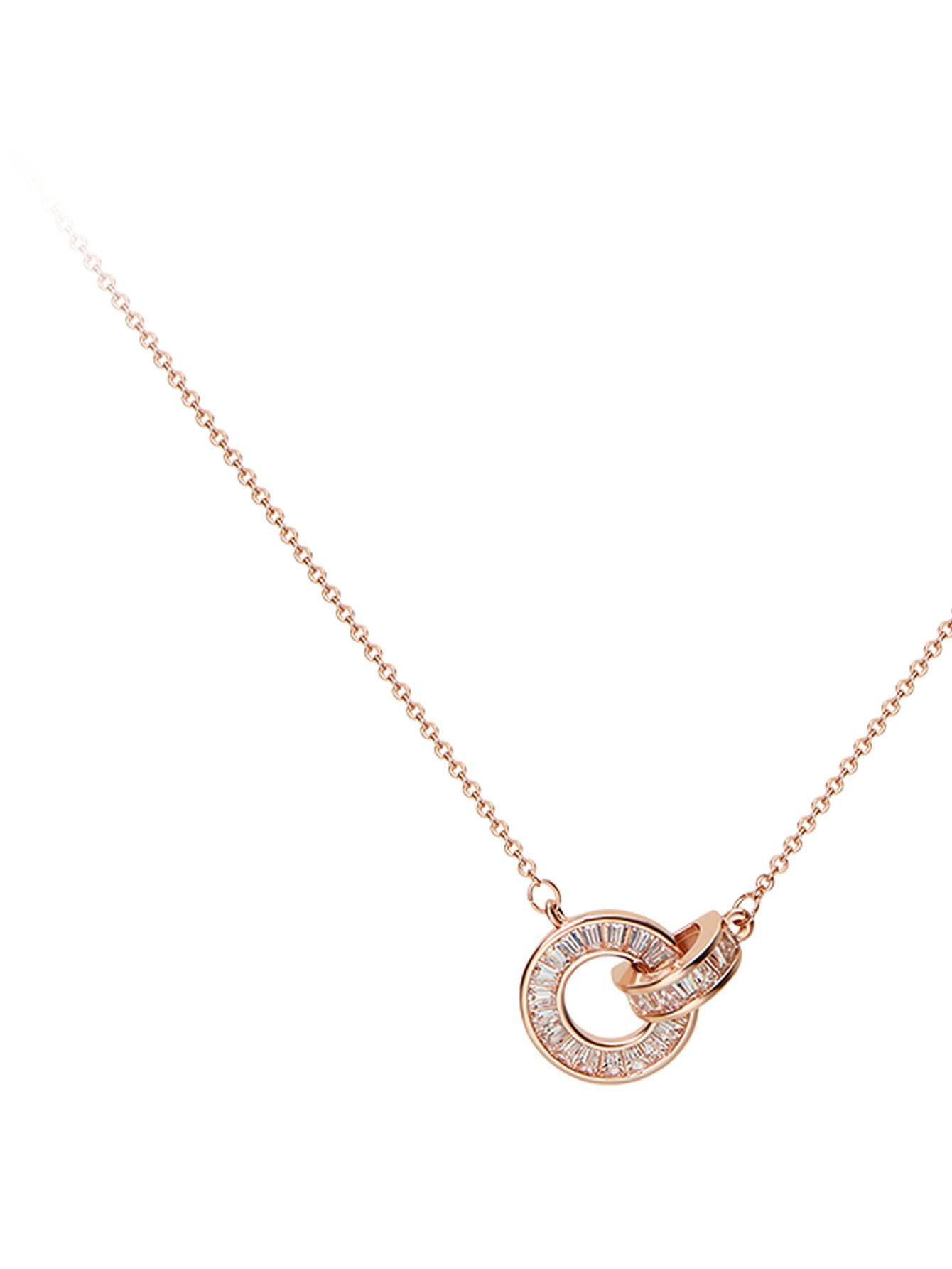 Dainty Interlocking Baguette Diamond Necklace
