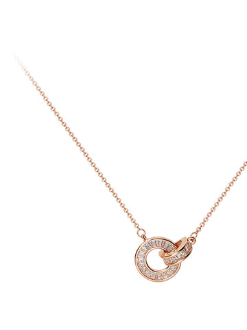 Dainty Interlocking Baguette Diamond Necklace