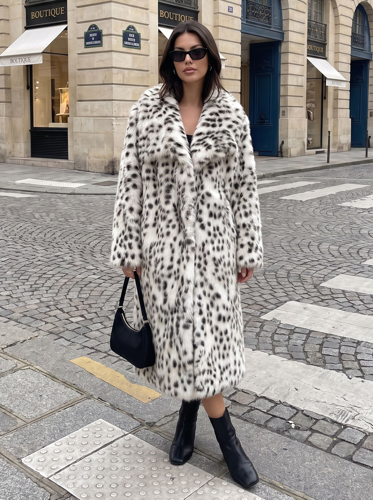 Luxurious Leopard Print Faux Fur Coat