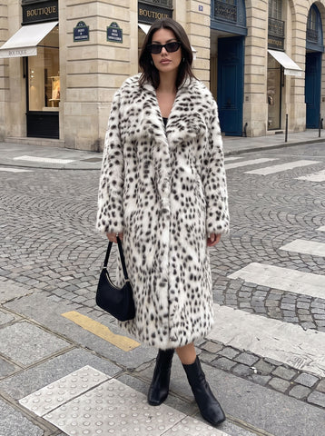 Luxurious Leopard Print Faux Fur Coat