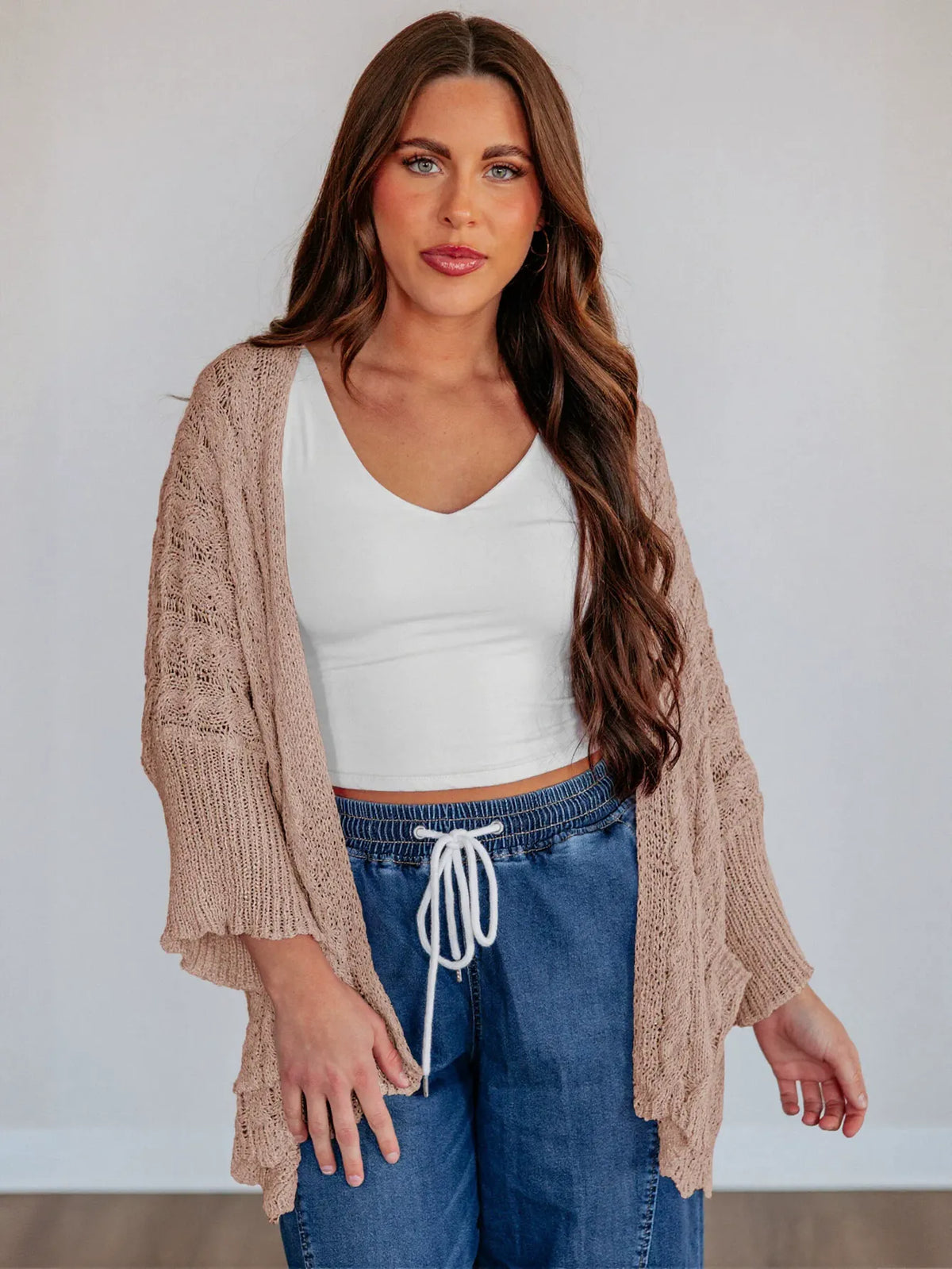 Cozy Cable Knit Open Cardigan
