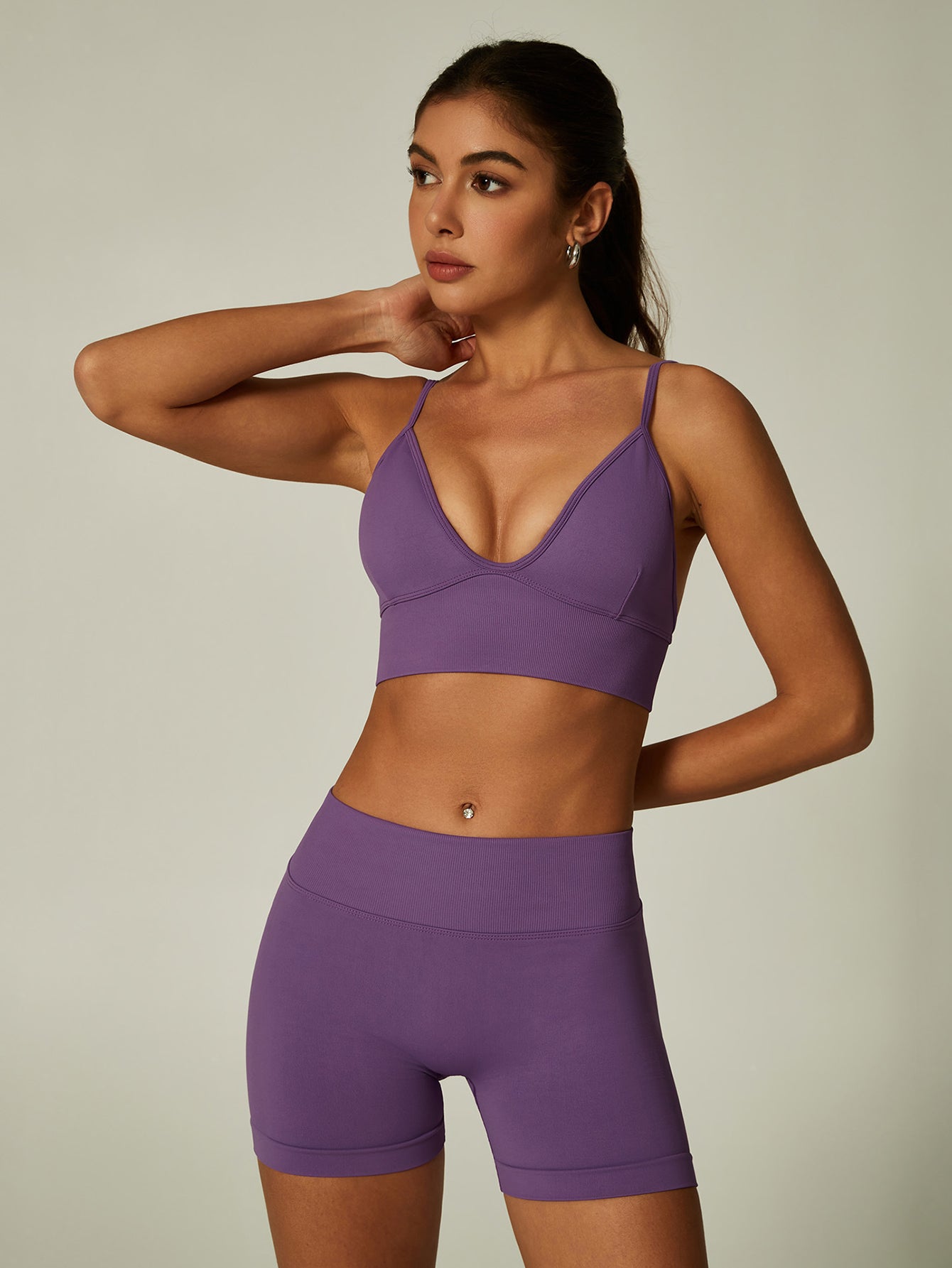 Spaghetti-Strap V-Waistband Set Mindful Yoga Set-Multicolor