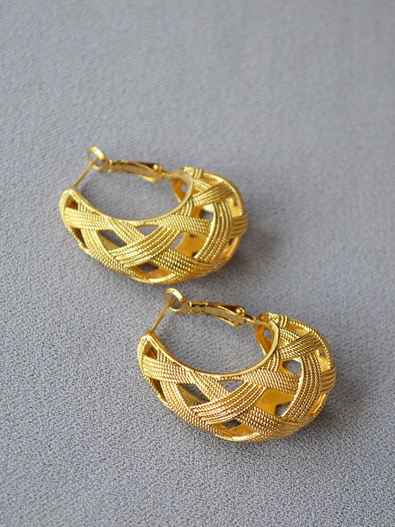 Textured Gold Woven Hoop Earrings