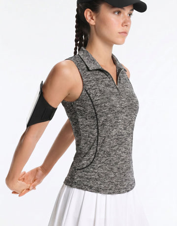 Sleeveless Zip Up Golf Polo Shirt