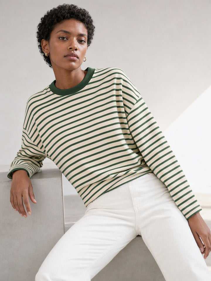 Oversized Striped Side Slit Tee