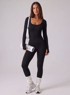 Sculpting Ribbed Long Sleeve Jumpsuit