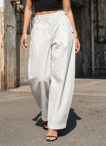 Adjustable Waisted Wide Leg Pants