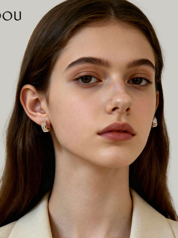 Sparkling Star Pave Huggie Hoop Earrings
