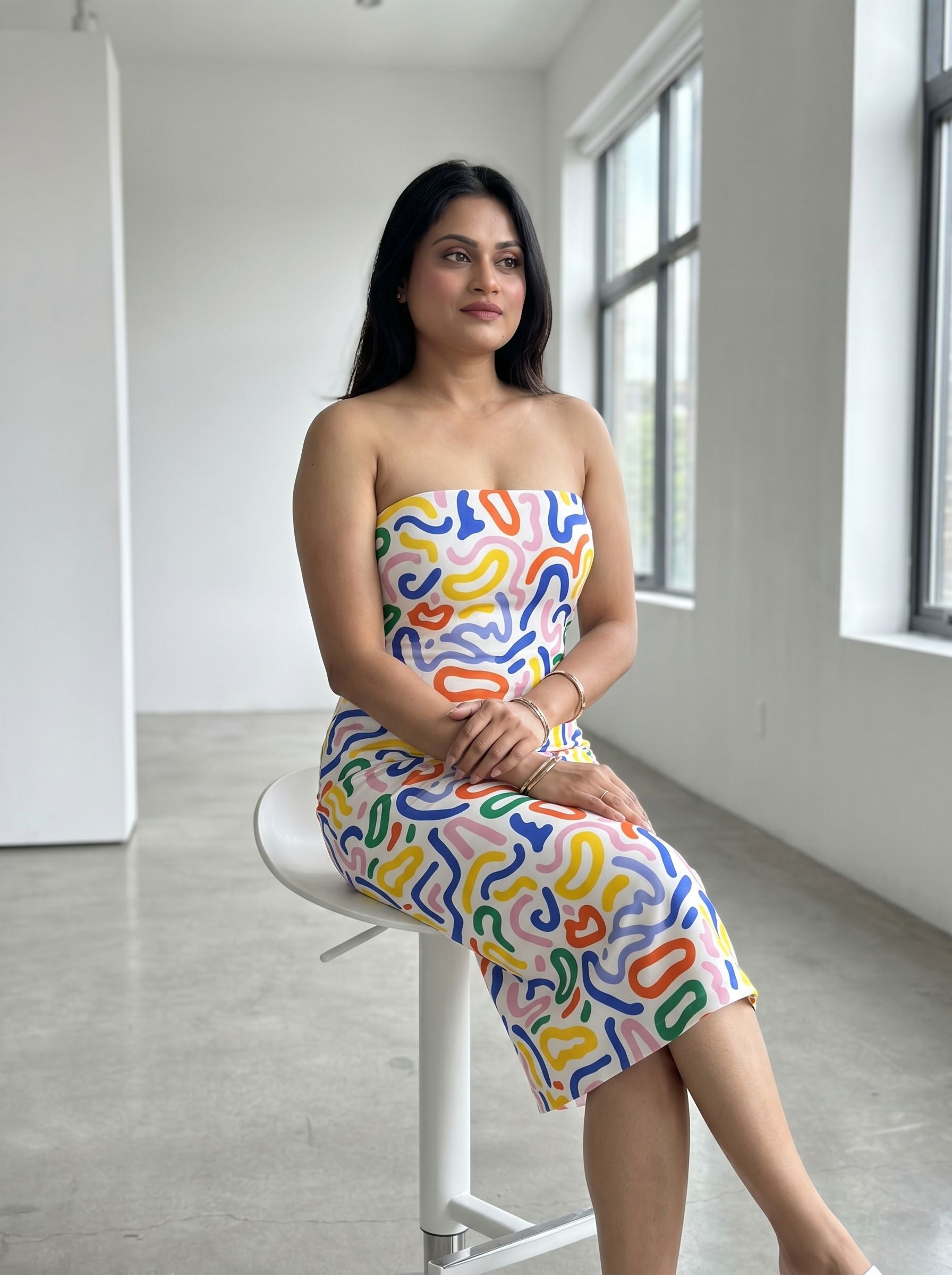 Shilpi Tripathi's Abstract Doodle Print Midi Dress