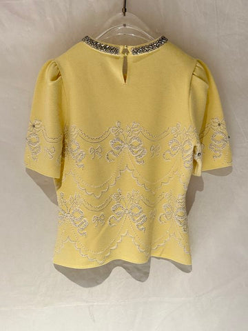 Embellished Metallic Jacquard Knit Sweater