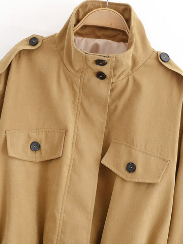 Oversized Belted Utility Trench Jacket