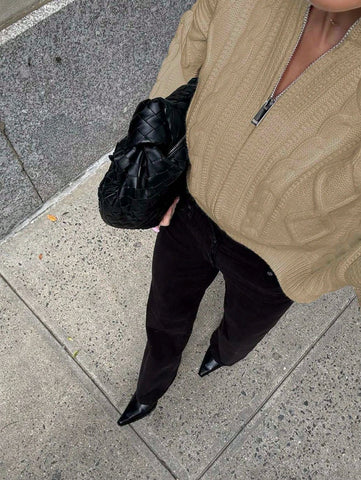 Chunky Cable Knit Zip Cardigan