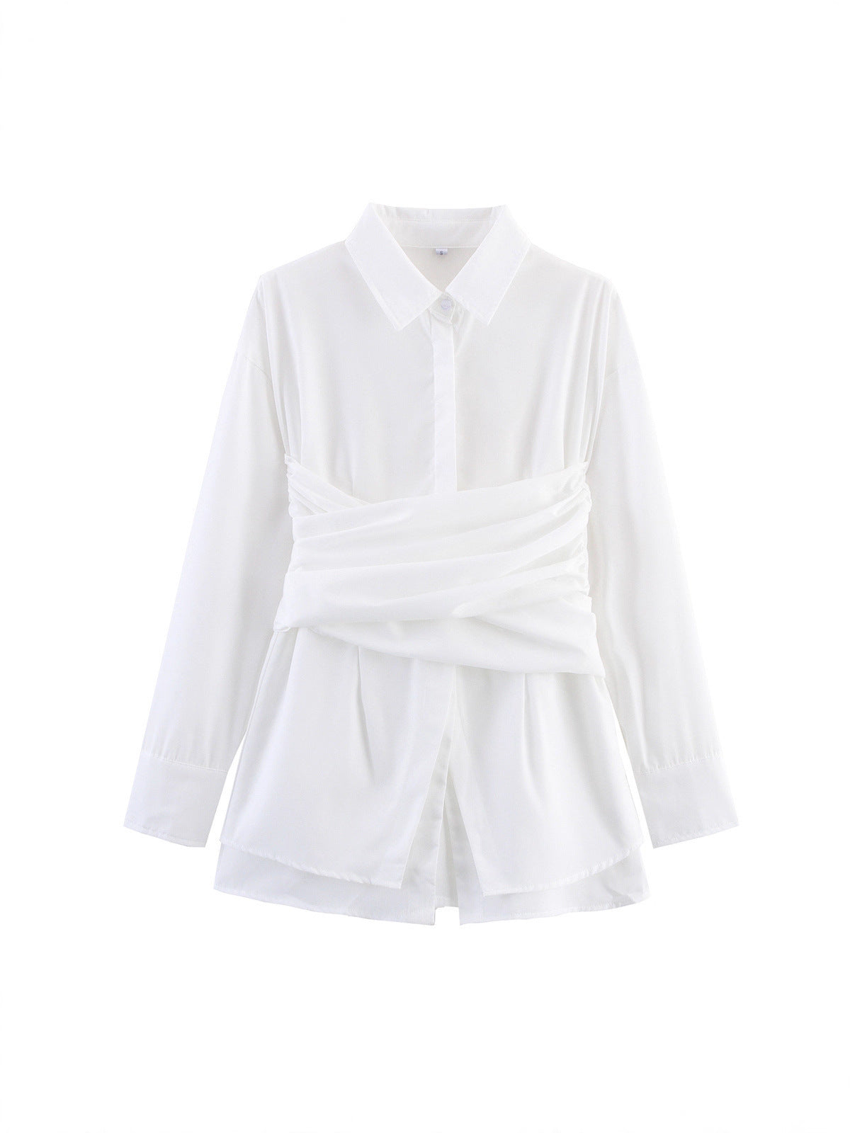 Ruched Waist Button Down Shirt