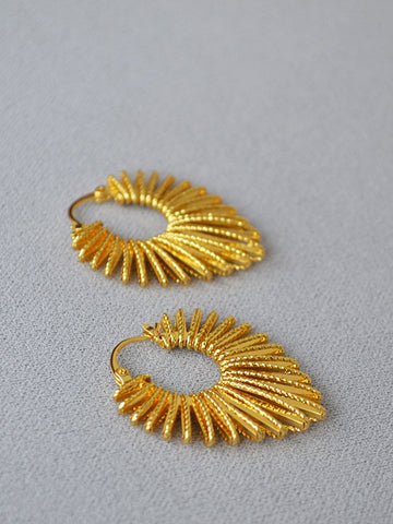 Radiant Textured Gold Hoop Earrings