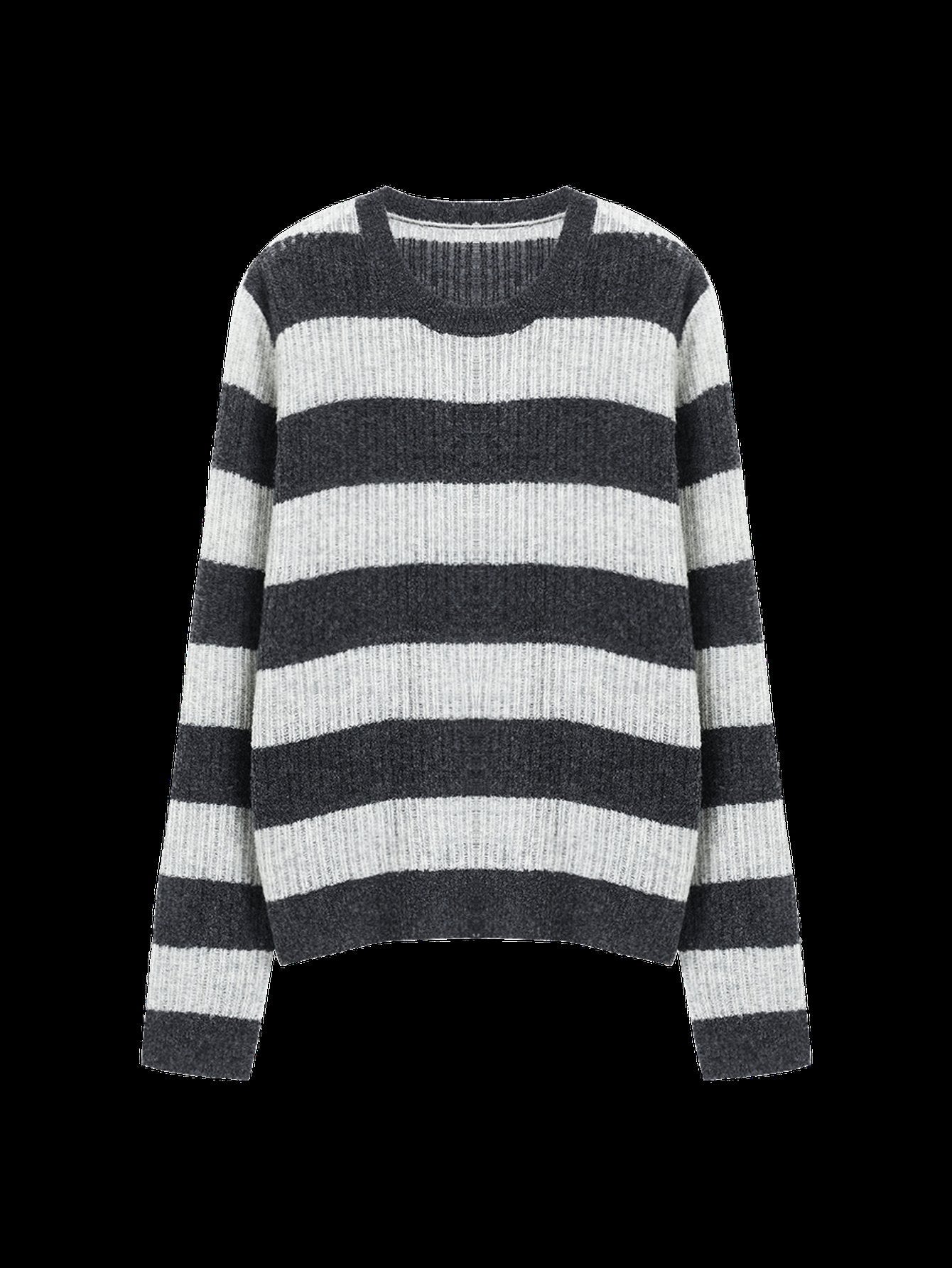 Cozy Striped Crewneck Knit Sweater