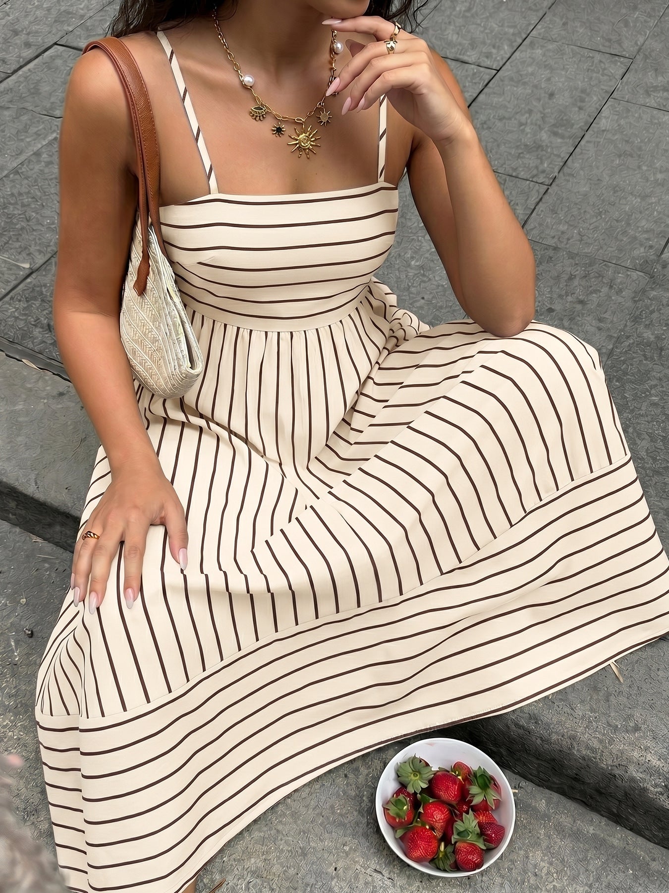 Striped Sleeveless Summer Maxi Dress