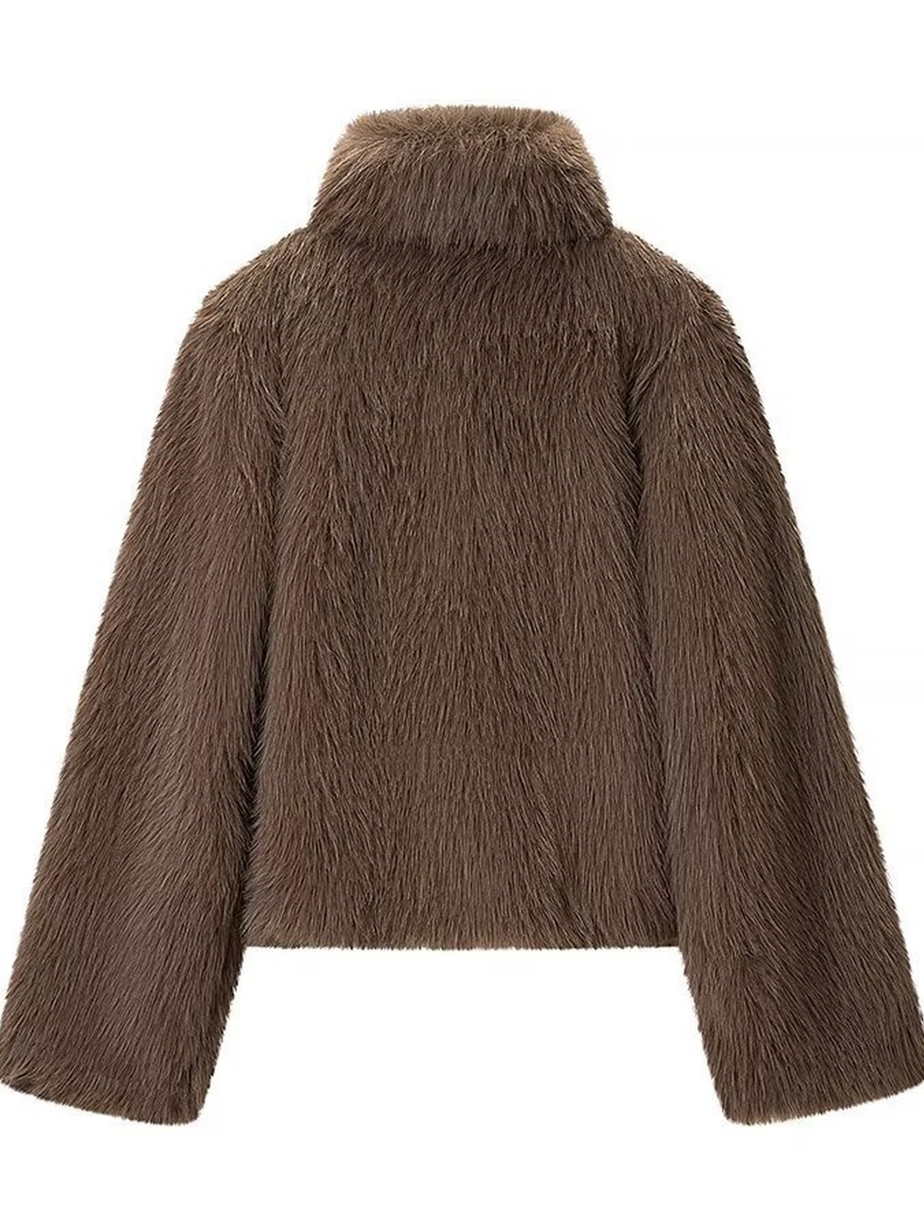 Cozy Mock Neck Faux Fur Coat