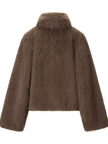 Cozy Mock Neck Faux Fur Coat