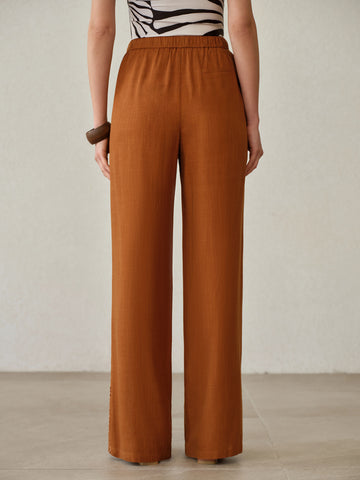 High Waisted Linen Blend Pants