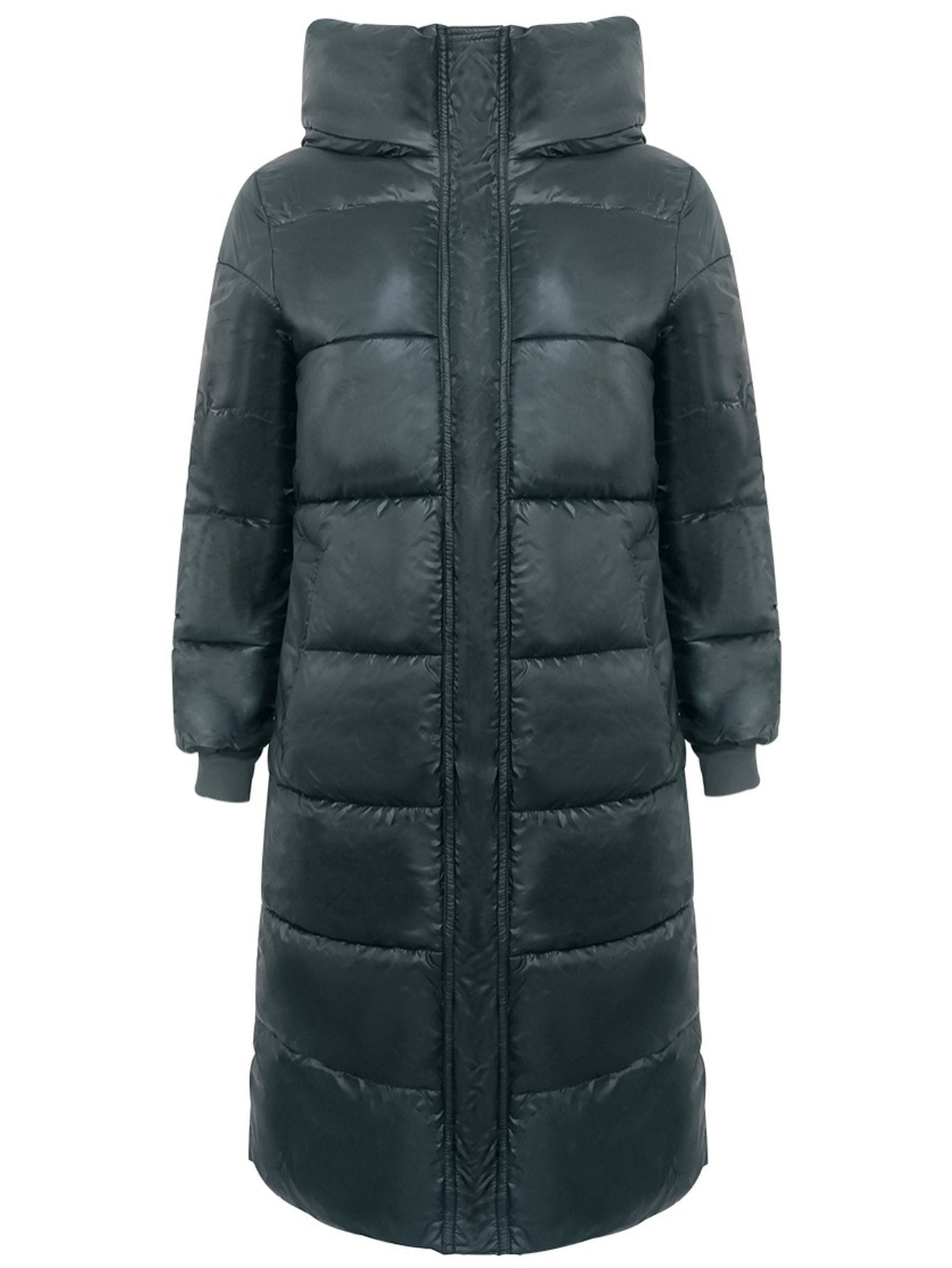 Hooded Shiny Long Puffer Coat