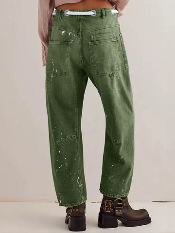 Distressed Drawstring Waist Boyfriend Jeans