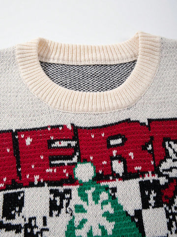 Oversized Graphic Snowman Christmas Sweater