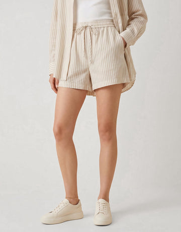 Cotton Silk Striped Shorts