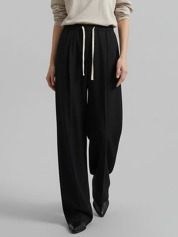 Wool Blend Drawstring Pants