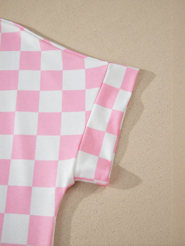 Comfy Checkered Knit Short Set