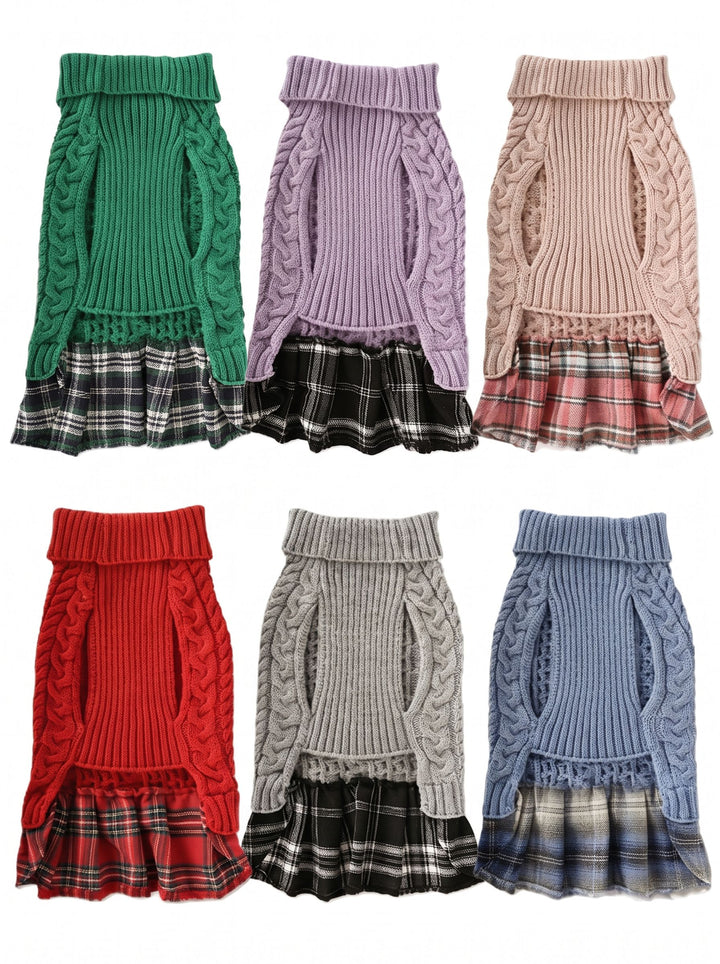 Cozy Cable Knit Dog Sweater Dress