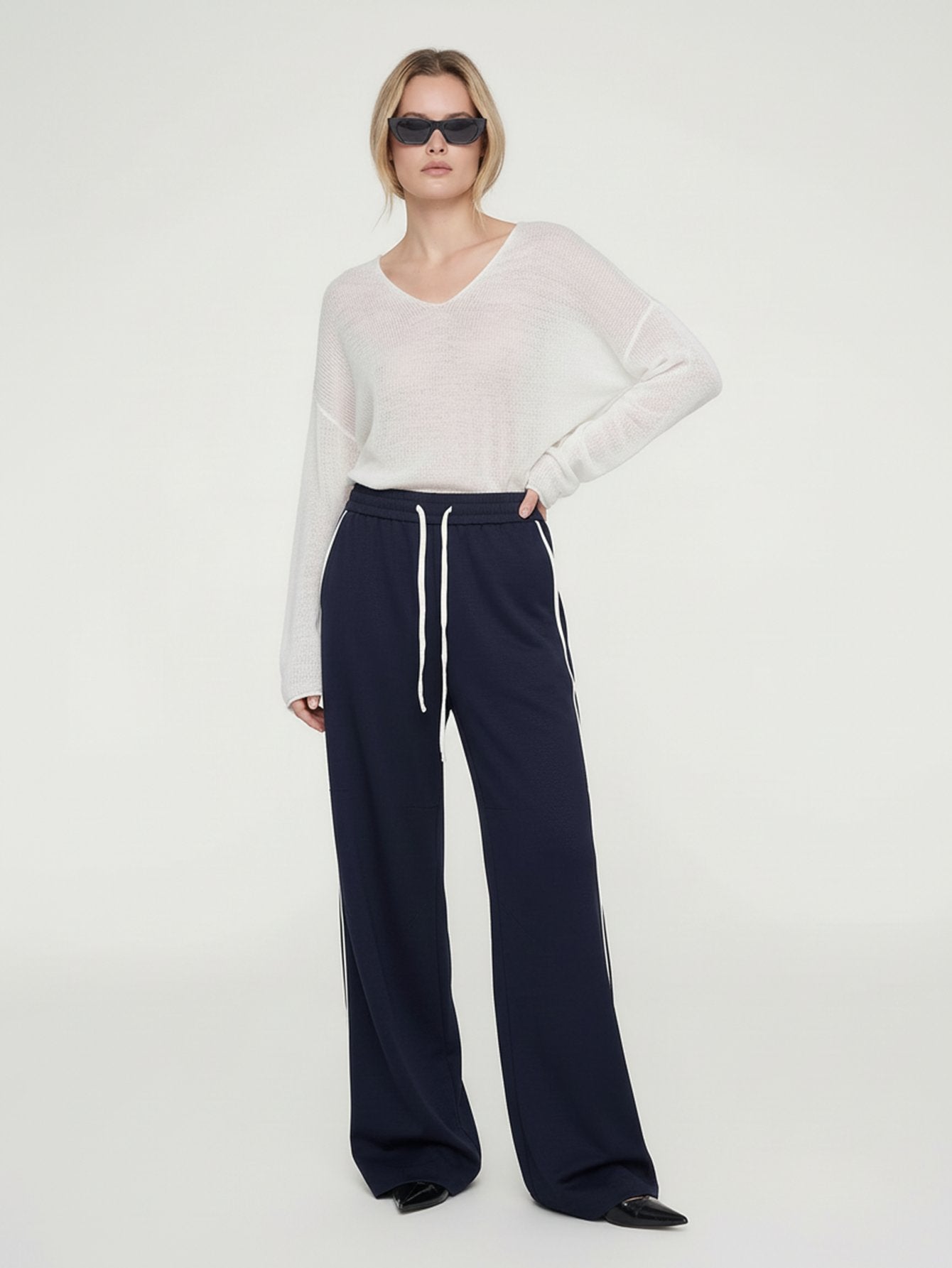 Contrast Trim Drawstring Trousers