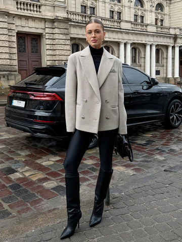 Oversized Textured Double Breasted Blazer