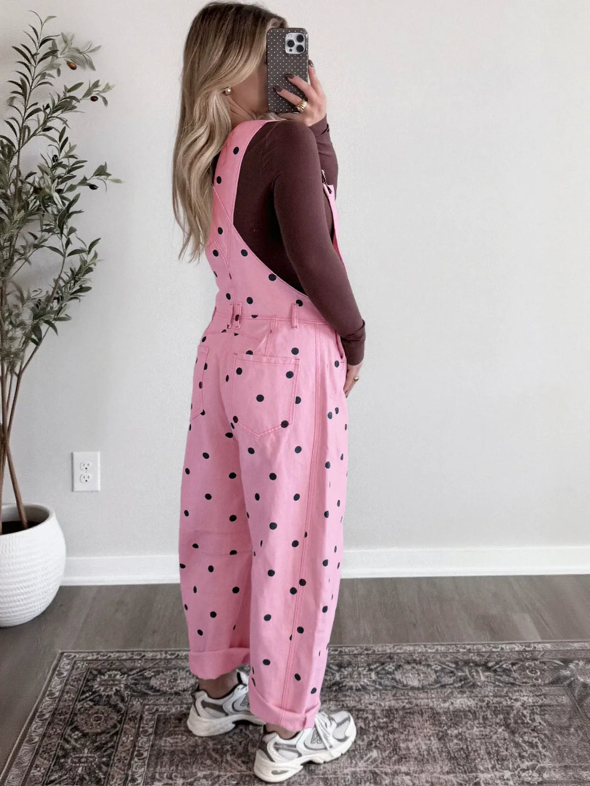 Polka Dot Denim Bib Overalls