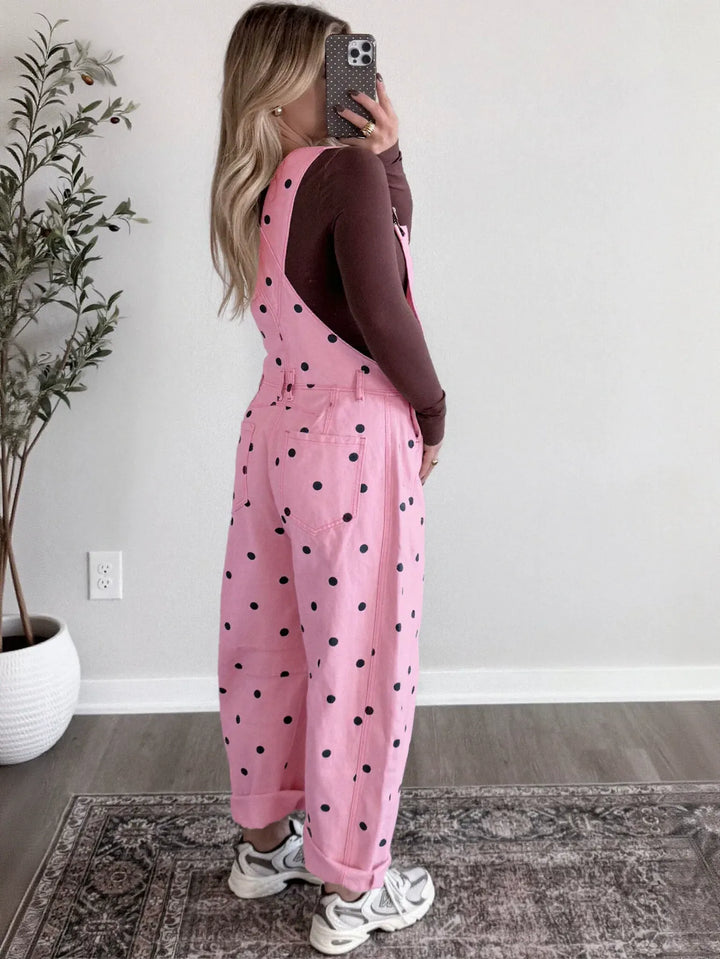 Polka Dot Denim Bib Overalls