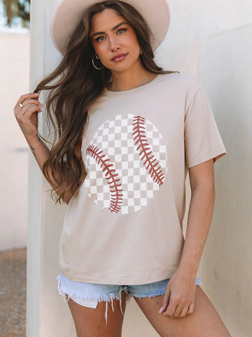 Oversized Fit Baseball Graphic T-Shirt