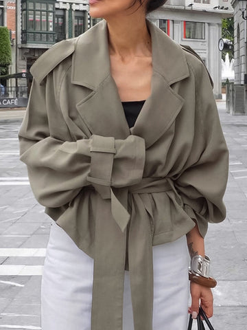 Oversized Belted Cropped Trench Coat