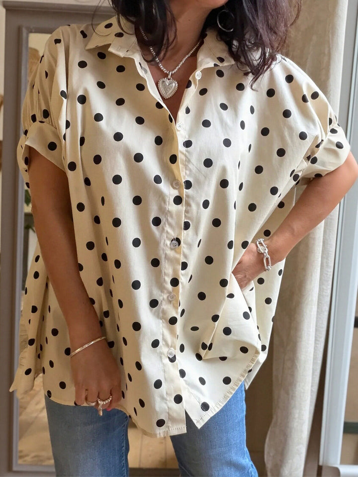 Oversized Polka Dot Button Up Shirt