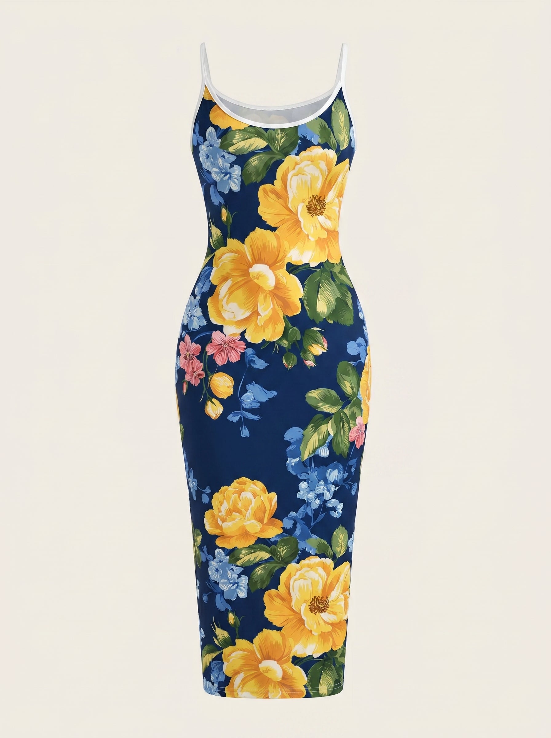 CAPRI Floral Print Sleeveless Bodycon Midi Dress