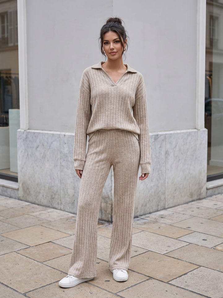 Cozy Ribbed Knit Lounge Pant Set