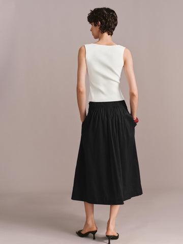 Square Neck Lace Trim Sleeveless Skinny-Fit Knitted T-Shirts
