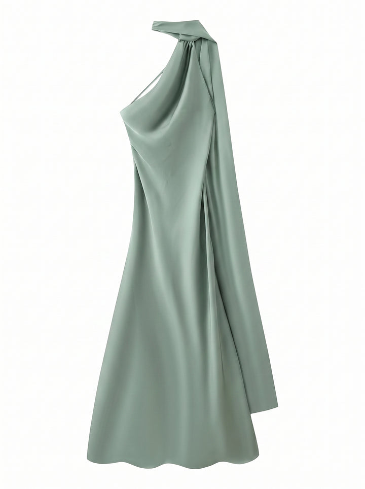 Satin Halter Neck Midi Dress