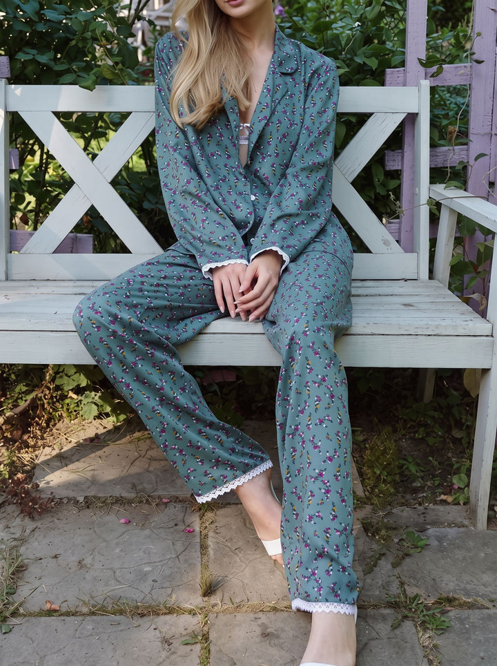 Soft Floral Button Down Pajama Set
