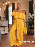 Boho Off Shoulder Pant Set