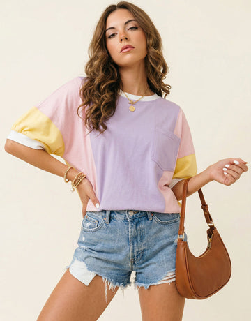 Color Blocked Chest Pocket T-Shirt